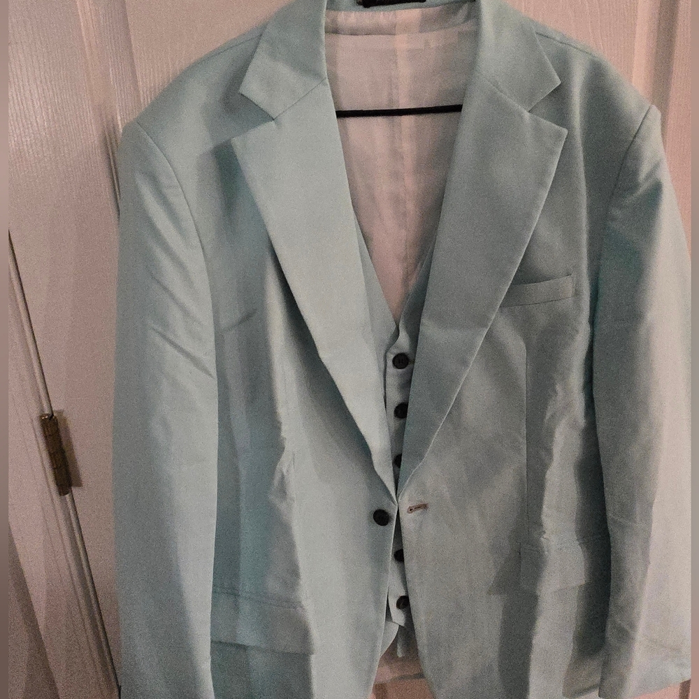 NWOT Wangyue Light Blue/sea Foam Suit Jacket And Vest